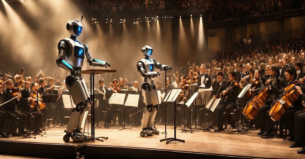 robots conducting an orchestra