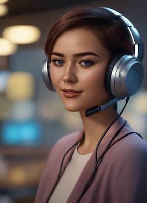 woman wearing  headset with microphone