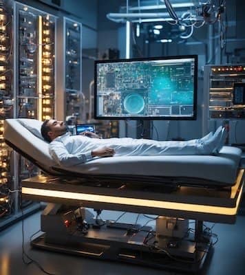 man on a laboratory bed