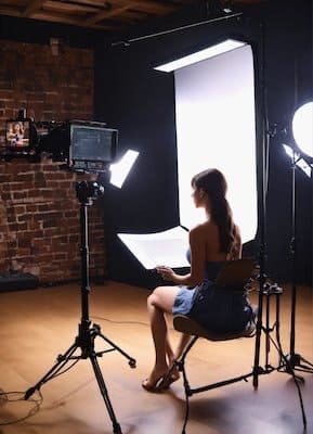female model creating a video