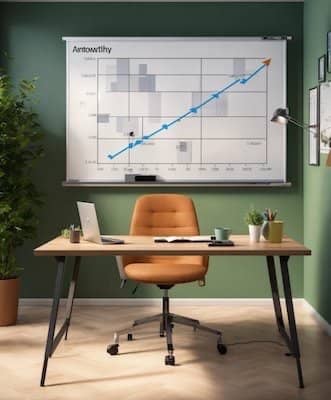 office with a graph on the wall