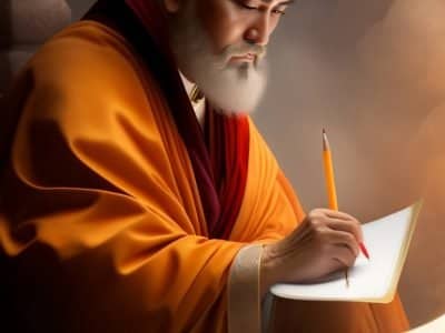 ancient monk writing on parchment-4
